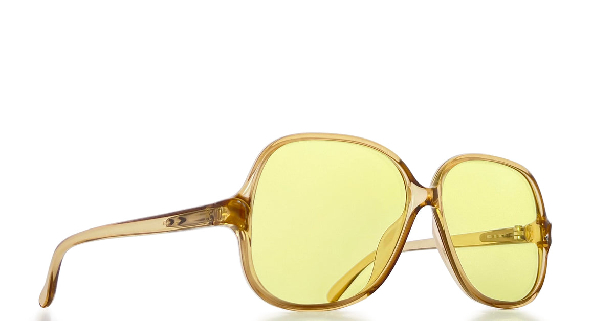 Lunettes Vintage Terri Brogan Rondes Jaunes - Neuf Sans étiquette, Monture Titane
