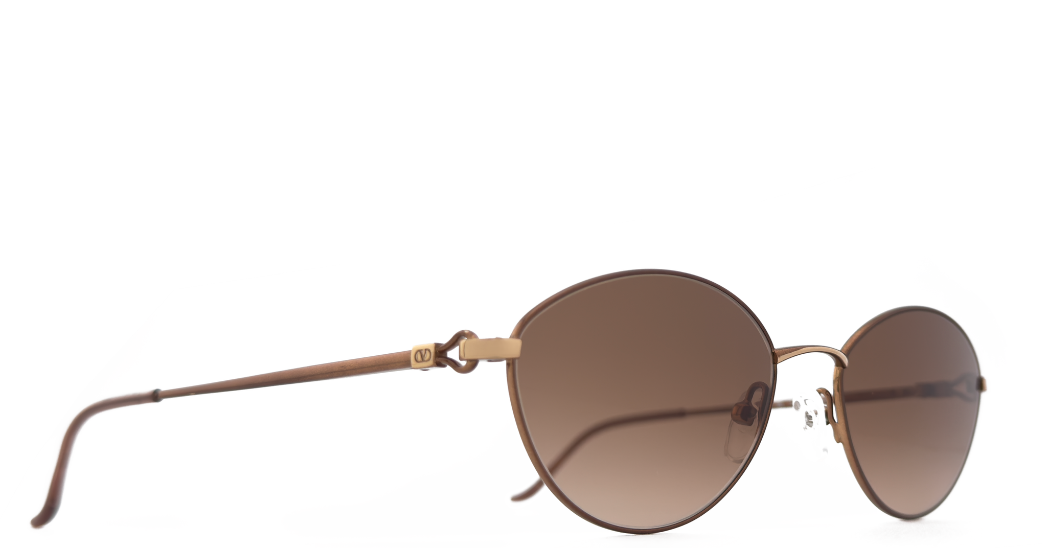 Lunette Valentino vintage Or oval / Marron dégradé foncé