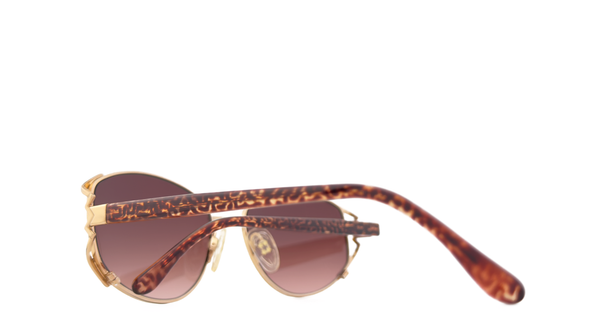 Lunette vintage Luxottica Or acétate écaillé / Brun foncé dégradé