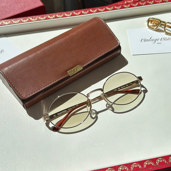 Lunette Valentino vintage Or oval / Brun dégradé
