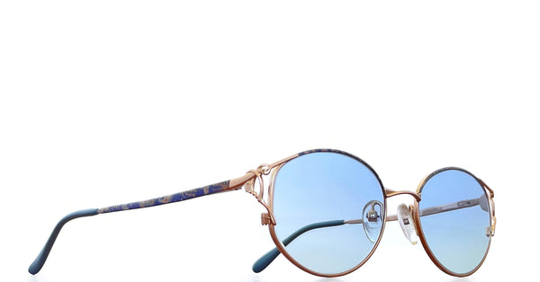 Lunette Ou vintage Or - Bleu dégradé cyan