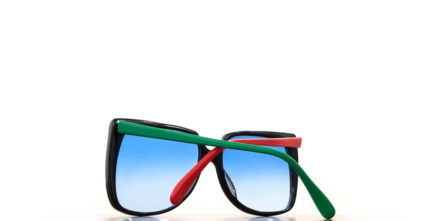 Lunette Burdett vintage Acétate vert & rouge / bleu dégradé